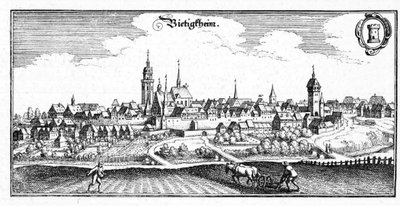 Bietigheim - fragment uit Topographia Sueviae (Schwaben) door Matthaus Merian