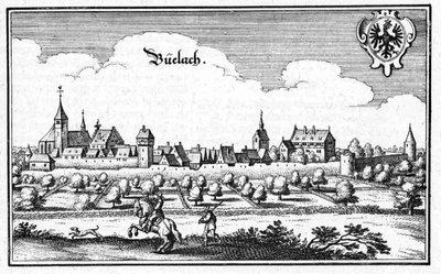Büelach - uittreksel uit Topographia Sueviae (Schwaben) door Matthaus Merian