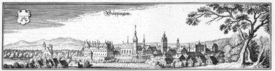 Göppingen - fragment uit Topographia Sueviae (Zwaben) door Matthaus Merian