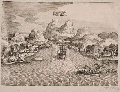 Beschrijving van Hornøen (Horn Island) door Matthäus Merian d.Æ.
