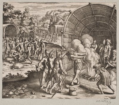 In het huis van koning Pamukes begonnen ze deze ceremonie door Matthäus Merian d.Æ.