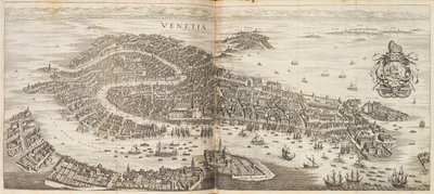 Panorama van Venetië. Uit Newe Archontologia cosmica door Johann Ludwig Gottfried, 1646 door Matthaus the Elder Merian