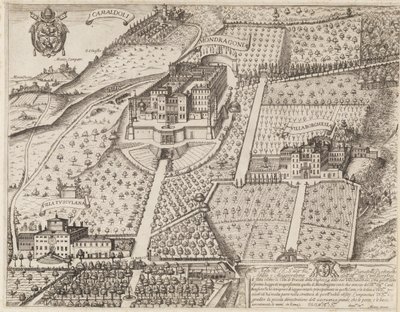 Uitzicht op Frascati en omgeving door Matthaus Greuter