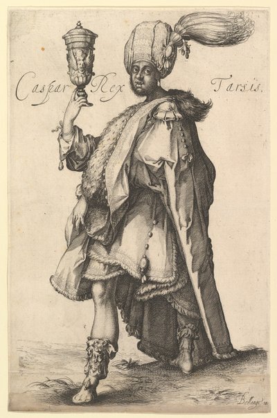 Caspar, naar de Drie Koningen-serie van Jacques Bellange, ca. 1615 door Matthaus Merian