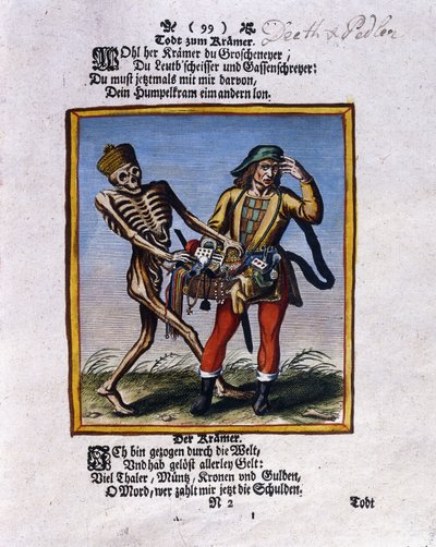 De dood en de marskramer, c.1710 door Matthaus Merian