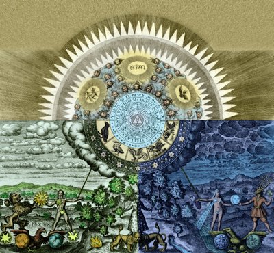 Eenheid van het universum en Pansophie (gravure) door Matthaus the Elder Merian
