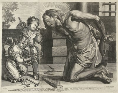 Christus knielend voor de Arma Christi door Mattheus Borrekens