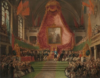 De Plechtige Inhuldiging van de Universiteit van Gent door de Prins van Oranje in de Troonzaal van het Stadhuis op 9 oktober 1817 door Mattheus Ignatius van Bree
