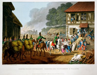 Franse troepen trekken zich terug en plunderen een dorp door Matthew Dubourg