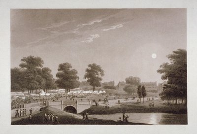 Uitzicht op de Serpentine en Hyde Park, Londen, 1814 door Matthew Dubourg