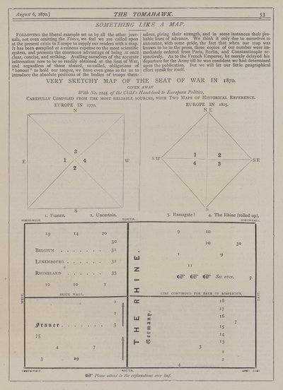 Zeer schetsmatige kaart van de oorlog in 1870 door Matthew