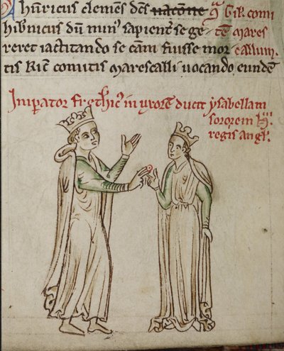 Frederik II en Isabella van Engeland Uit de Historia Anglorum, Chronica majora door Matthew Paris