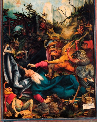 Detail van de Verzoeking van de Heilige Antonius de Grote, altaarstuk van Issenheim, ca.1512-16 (olieverf op paneel) door Matthias (c.1480-1528) Grunewald