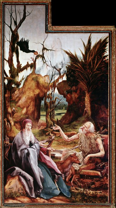 Sint Antonius de Grote en Sint Paulus in de woestijn, altaarstuk van Issenheim door Matthias (c.1480 1528) Grunewald