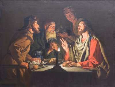 Avondmaal in Emmaüs door Matthias (c.1600 p.1650) Stomer