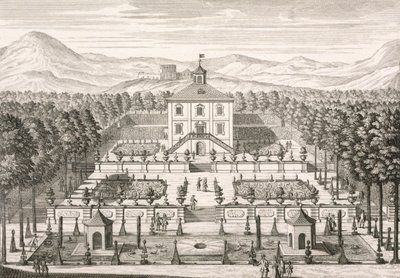 Huis en tuin, 1715 door Matthias Diesel