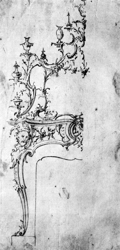 Ontwerp voor een schoorsteenmantel, 1750s, 1929 door Matthias Lock