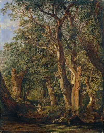 Deel van de Prater met vissende jongens door Matthias Rudolf Toma