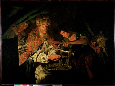 Pilatus wast zijn handen door Matthias Stomer