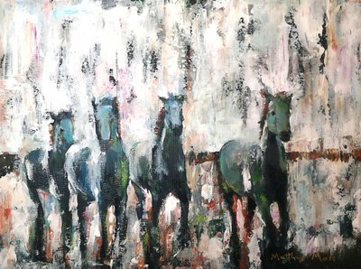 Wilde paarden galopperen door Matthys Moss