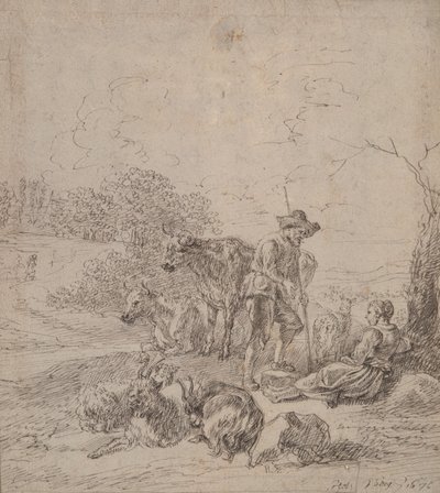 Pastorale scène door Matthys van den Bergh