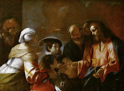 Christus Zegent de Kinderen Laat de kleine kinderen tot mij komen, c. 1635 door Mattia Preti