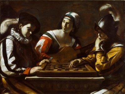 Het spel van dammen, 1630s door Mattia Preti