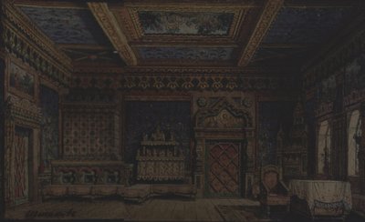 Decorontwerp voor het toneelstuk De dood van Ivan de Verschrikkelijke door A. Tolstoy door Matvey Andreyevich Shishkov