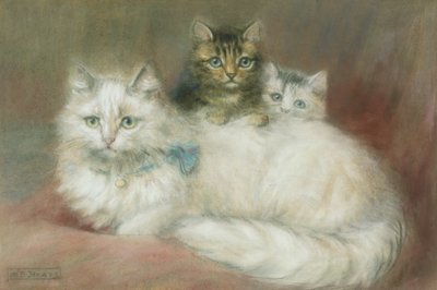 Een Perzische Kat en haar Kittens door Maud D. Heaps