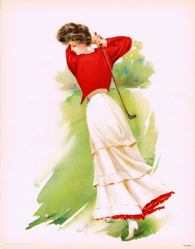 Dame golfer, 1908 door Maud Stumm