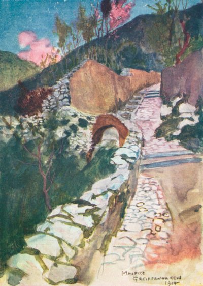 Weg bij Castellamare (kleurenlitho) door Maurice (after) Greiffenhagen
