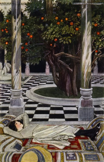 Bezoek aan Bagdad: In de Voorhof door Maurice (after) Greiffenhagen