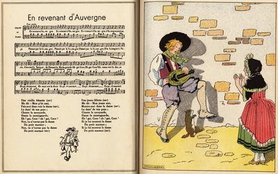 Terug uit Auvergne. kinderliedje (gravure) door Maurice Berty