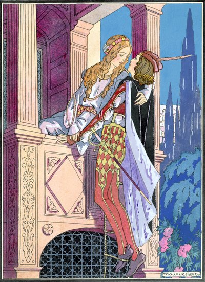 Romeo en Julia in de balkonscène, c.1920 door Maurice Berty