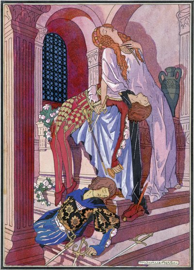 De dood van Romeo en Julia, laatste scène van het toneelstuk door William Shakespeare (1564-1616) door Maurice Berty
