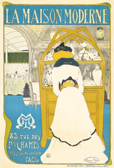 Een poster reclame voor de Parijse kunstgalerij "La Maison Moderne", geopend door Julius Meier-Graefe in 1899, 1898 door Maurice Biais