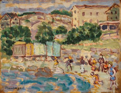 Strand en Dorp door Maurice Brazil Prendergast
