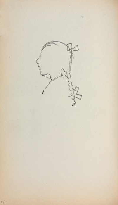 Italiaans schetsboek: Hoofd van een meisje in profiel, pagina 152, 1898-1899 door Maurice Brazil Prendergast