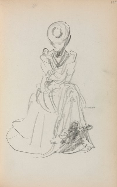 Italiaans schetsboek: Zittende vrouw pagina 114, 1898-1899 door Maurice Brazil Prendergast