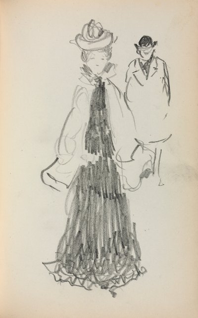 Italiaans schetsboek: Staande vrouw en man pagina 125, 1898-1899 door Maurice Brazil Prendergast