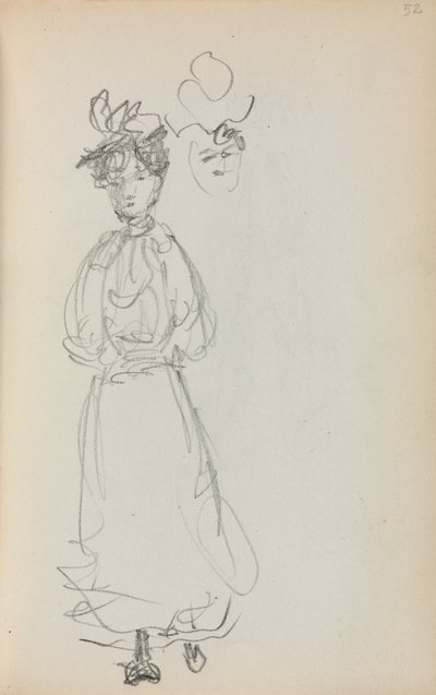 Italiaans Schetsboek: Staande Vrouw, pagina 52, 1898-1899 door Maurice Brazil Prendergast