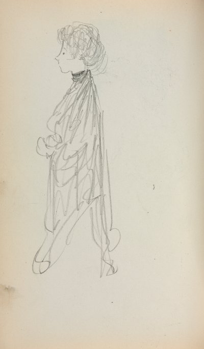 Italiaans schetsboek: Staande vrouw in profiel, pagina 51, 1898-1899 door Maurice Brazil Prendergast