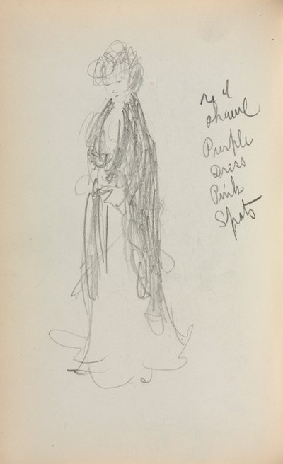 Italiaans schetsboek: Staande vrouw met sjaal pagina 53, 1898-1899 door Maurice Brazil Prendergast