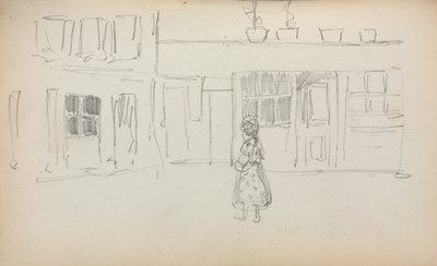 Italiaans schetsboek: Straatscène met een meisje, pagina 159 door Maurice Brazil Prendergast