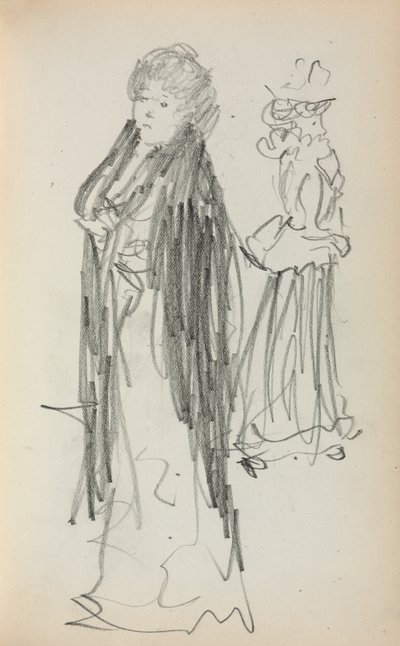 Italiaans schetsboek: Twee staande vrouwen pagina 129, 1898-1899 door Maurice Brazil Prendergast
