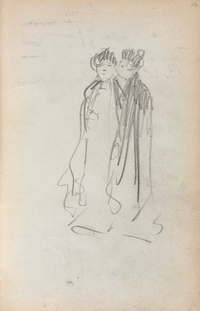 Italiaans schetsboek: Twee staande vrouwen pagina 4, 1898-1899 door Maurice Brazil Prendergast