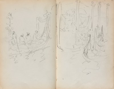 Italiaans Schetsboek: Venetiaanse Havenzicht pagina 31 & 32, 1898-1899 door Maurice Brazil Prendergast