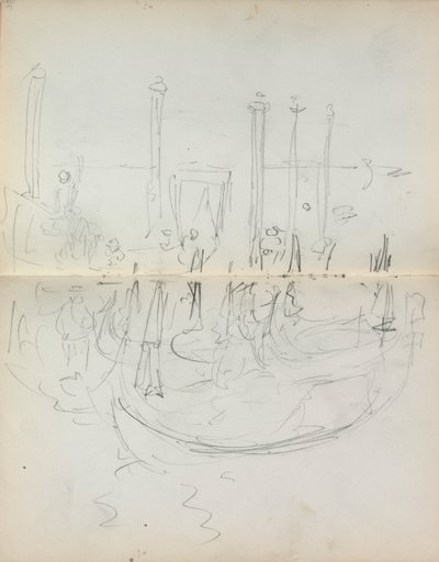Italiaans Schetsboek: Venetiaanse Havenzicht pagina 37 & 38 door Maurice Brazil Prendergast