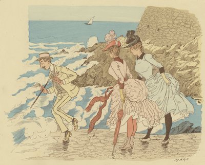 Staande op de steiger bij La Condamine in Monte Carlo; Monaco door Maurice Charles Mathieu Bonvoisin