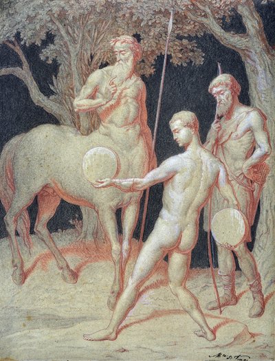 Opvoeding van Hercules door de Centaur Chiron door Maurice De Vaines